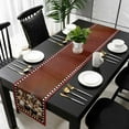thumbnail image 5 of Fat Chef Table Runner Cotton Linen 60 Inch Holiday Dresser Scarves, Cartoon Vintage Black Check Plaid Tablerunner for Kitchen Coffee Dining Bedroom Home Living Room Dinner Scarf Décor 13''x60'', 5 of 9
