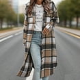 thumbnail image 7 of Aboser Flannel Long Shackets for Women Trendy Brushed Plaid Jacket Casual Button Down Shacket Coats Loose Long Sleeve Outerwear Warm Tweed Maxi Jackets with Pockets, 7 of 7