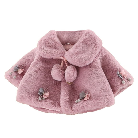 Hotiary Infant Toddler Girls Cozy Faux Fur Bolero Shrug Shawl Accessories Princess Cape Baby Warm Thicken Sweet Dress Coat for 0 Month-4 Years