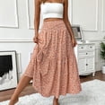 thumbnail image 4 of WDDDD Women's Flowy Maxi Skirt Boho A-Line High Waist Beach Vacation Orange XL, 4 of 5