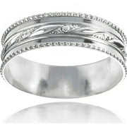 Women's Sterling Silver Textured Milgrain Band, 5.5mm