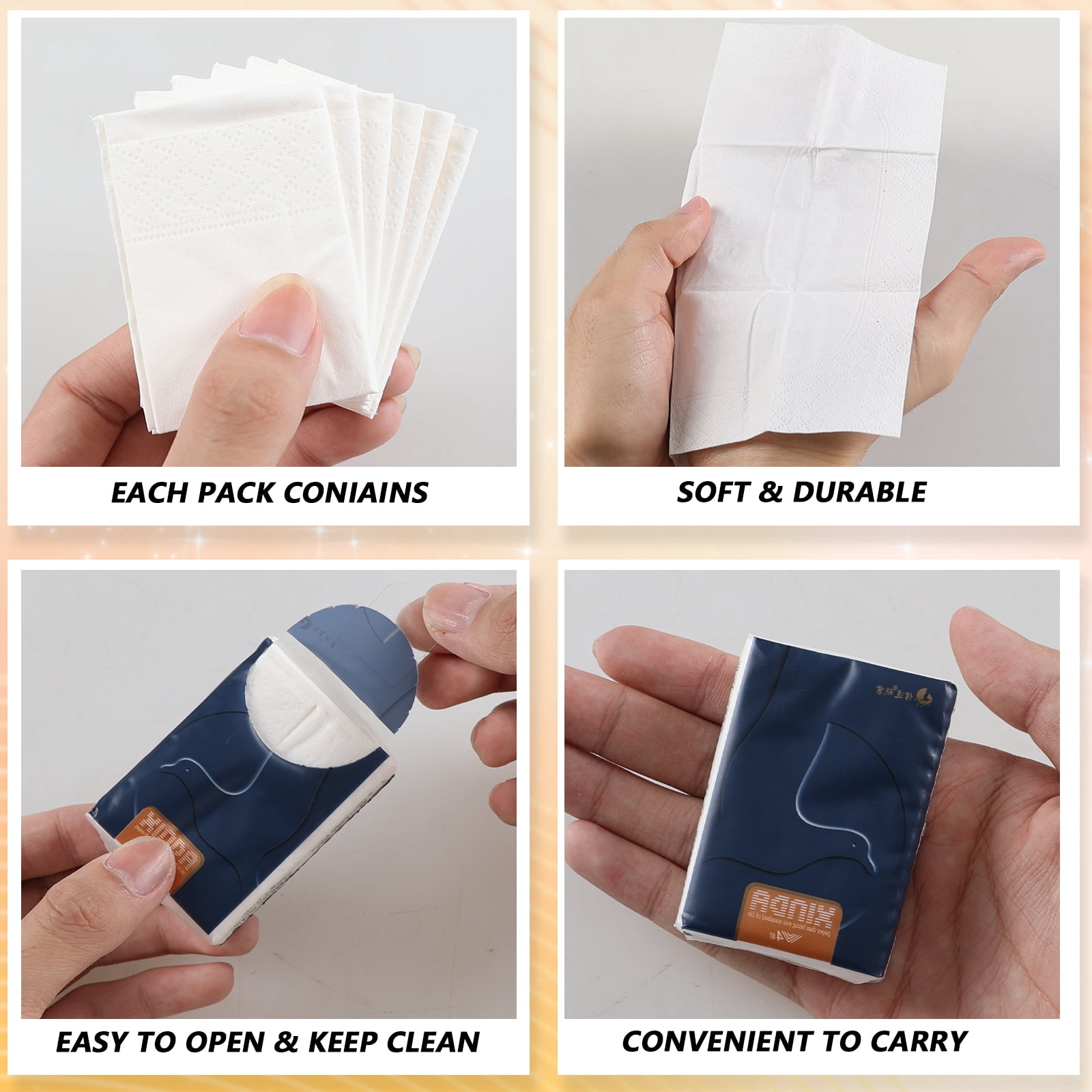 Uumitty 480 Packs Pocket Packs Soft Facial Tissues, Mini Travel Size Tissues, 4-Ply