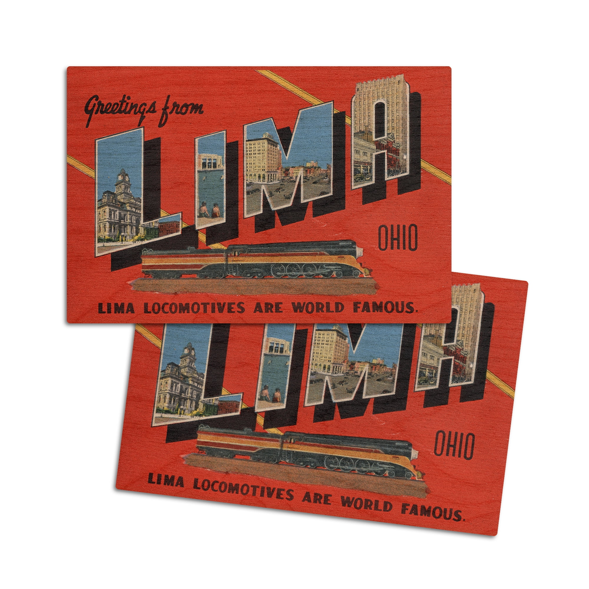 Lima, Ohio, Large Letters, Lima are World Famous (4x6 Birch