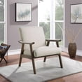 thumbnail image 2 of Fauteuil Weldon en Tissu Blanc Lin avec Cadre Fini Brun Brossé, 2 of 7