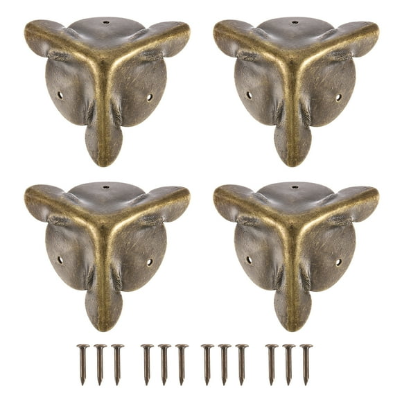 8 Pcs Box Edge Guard, 30mm Decorative Box Corner Cover, Vintage Stair Dust Corners with Screws, Bronze