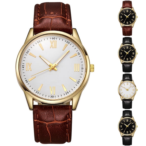 Resicozy Watches for Men Quartz Waterproof Wristwatch with Leather Band Casual Simple Fashion Mens Watches Gift Gold
