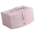 Jewelry Box with Mirror Drawers Large Capacity PU Leather Portable