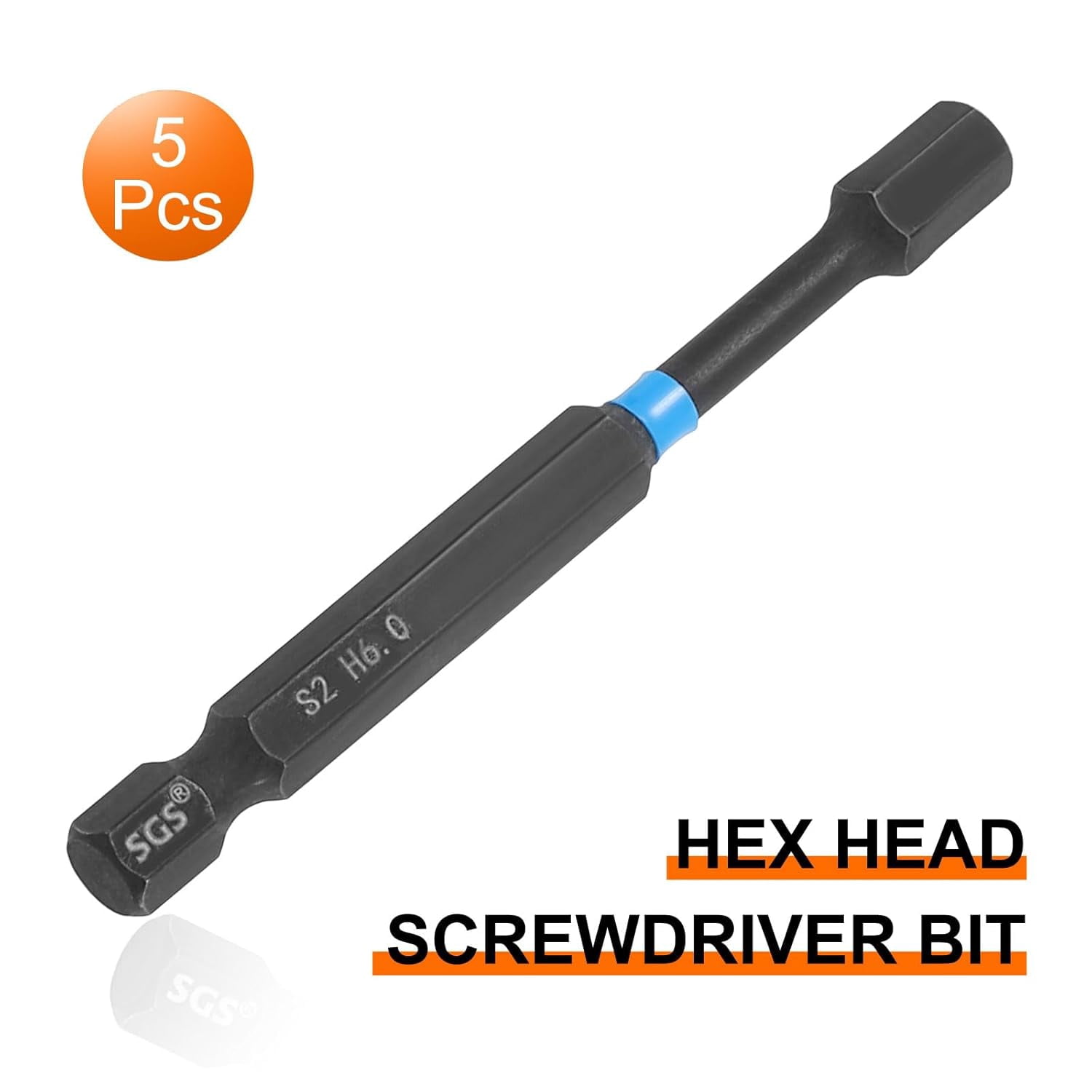 FRKSMD-5pcs Hex Head Wrench Drill Bit 6mm(H6) 1/4" Hex Shank 3"(75mm) Length S2 Steel Magnetic Hexagon Impact Drivers Metric Screwdriver Bit