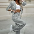 thumbnail image 6 of GILIGEGE Two Piece Sets for Women Women's Collar Striped Suit Set Short Suit Top Loose Casual Pants Set Grey Xxl, 6 of 6
