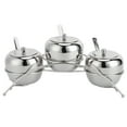 thumbnail image 2 of Spice Jar Set Stainless Steel Mirror Light Functional Rack Container Spoon Lid Set Silver 12.2x4.7x5.9in, 2 of 8