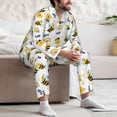 thumbnail image 5 of Wukai Bees And Rainbows Men's Long-Sleeve Pajama Set - Comfortable Sleepwear with Button-Down Shirt and Pants-Medium, 5 of 6