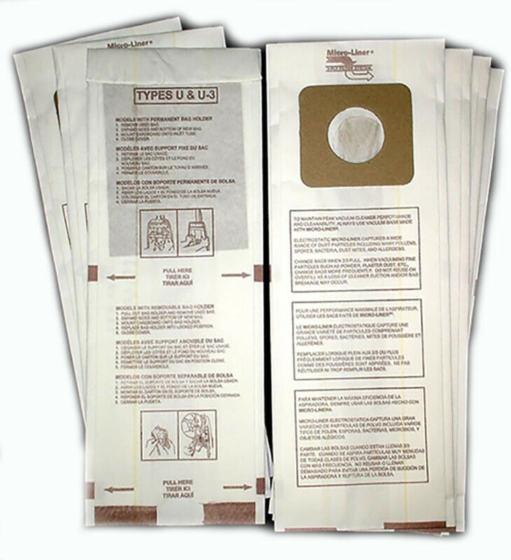 Panasonic Type U U-3 U-6 Vacuum Cleaner Bags by DVC Made in USA