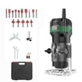 thumbnail image 1 of 110V 800W Compact Wood Router Tool Handheld Palm Routers for Woodworking with 6 Variable Speed Electric Trimmer Wood Router with 15pcs 1/4" Router Bits and Tool Case, 1 of 9