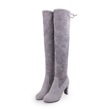 

Avamo Women Boots Winter Over Knee Long Boots Fashion Boots Heels Autumn Quality Suede Comfort High Heels US Size