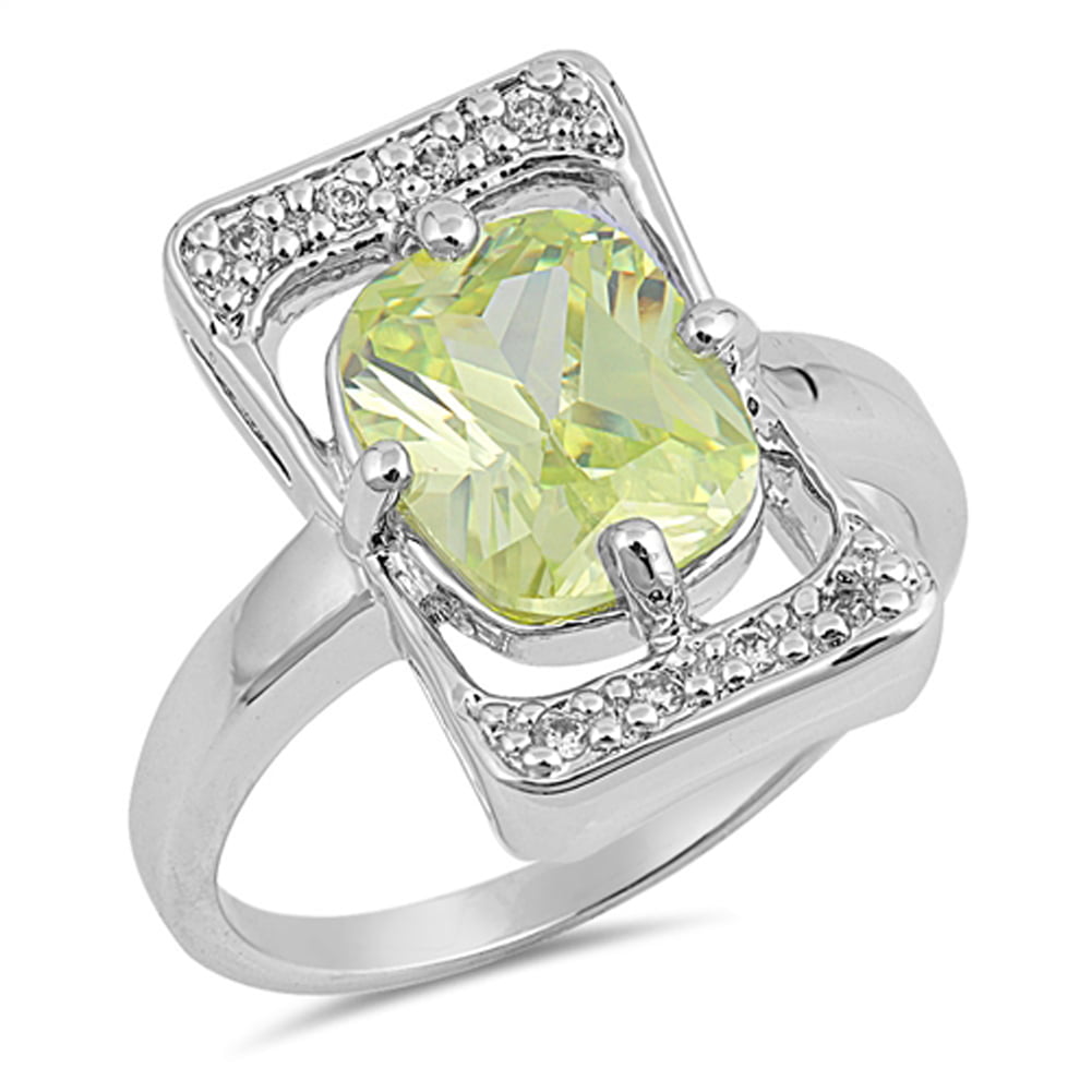 Cool Peridot 925 Sterling Silver Vintage Ring Genuine Gemstone Jewelry Size 6-9 
