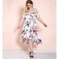 thumbnail image 2 of Women Plus Size High Waist Boho Floral Cold Shoulder Split Maxi Dress, 2 of 8