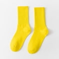 thumbnail image 1 of Summer Socks For Women Cotton Soft Mid Length Socks Comfortable Breathable Solid Color Fall Winter Simple Designer Striped Socks Yellow, 1 of 6