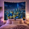thumbnail image 2 of Aerial Nighttime Cityscape With Photograph, Mystical Fantasy for Space Lovers, Galaxy Room Decor, Valentine's Day Gift, Tapestry Wall Hanging for Bedroom and Dorm, 2 of 7