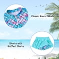 thumbnail image 5 of Lanbubble Girls Long Sleeve Rash Guard Swimsuit Set Kids 2-Piece Tankini UPF 50+ Swimwear with Skort Side Blue Mermaid 5-6 Years, 5 of 6
