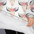 thumbnail image 3 of Oversized Wearable Blanket Hoodie,White Buffalo Skull Flower Pattern Sherpa Blanket Hoodie with Super Pockets,Super Warm Fuzzy Pullover for Women & Men, 3 of 6
