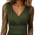 thumbnail image 2 of TaTaai Ladies V Neck Long Sleeve Solid Dress Ruffle Hem Detail Slim Fit Midi Dress Formal Evening Wear Monochromatic Gift, 2 of 5
