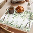 thumbnail image 3 of Spring Eucalyptus Leaves Placemats Set of 8 Green Summer Botanical Place Mats Indoor Wipeable Table Mats Washable Cloth Dining Table Placemats for Kitchen Holiday Party Home Decor 13x19 Inch, 3 of 9