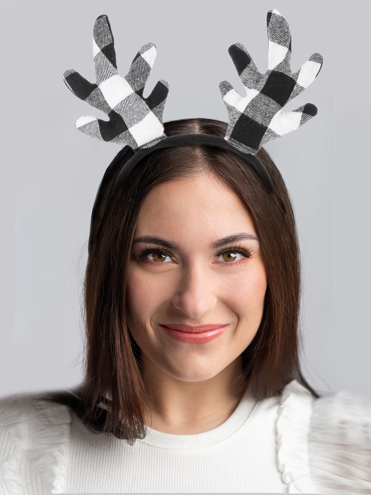 Holiday Time Buffalo Plaid Reindeer Antler Headband, 1 Piece