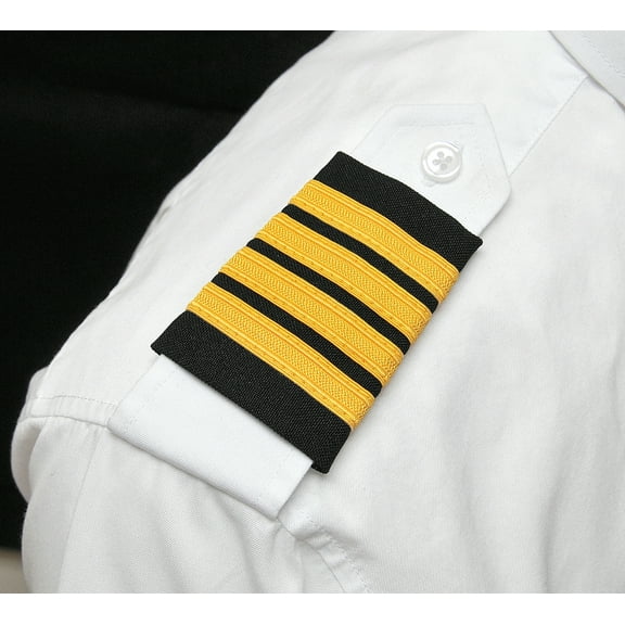 Peachtree Pilot Epaulets Four Bar Captain Gold Nylon on Black