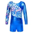 thumbnail image 5 of YONGHS Kids Girls Printed Long Sleeve Dance Gymnastics Leotards and Athletic Shorts Set, 5 of 7