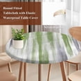 thumbnail image 4 of Sage Green Gray Round Tablecloth, Fitted Table Cover with Elastic for 55"-60" Round Tables, Gradient Country Abstract Aesthetic Table Cloth Outdoor Indoor Dinning Party Waterproof Tablecloths, 4 of 7
