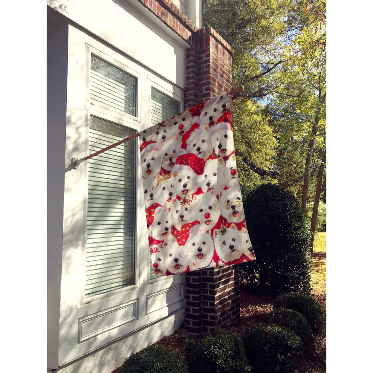 Westie Christmas a Plenty Flag Canvas House Size