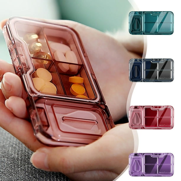 Organizador portátil Forma pequeña y única gran capacidad 4 compartimentos fáciles de transportar plástico seguro para almacenamiento y estuche de viaje resistente a la humedad 11,9x6x1,8cm
