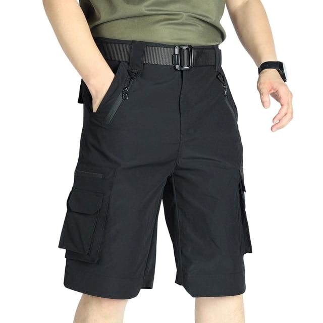 Ceisia Men's Tactical 5-Quarter Pants - Gift Multifunctional Breathable Waterproof Windproof Multi-Pocket Workwear Outdoor Sports Shorts with Adjustable Elastic Waist