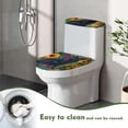 thumbnail image 4 of HELLHERO Black Cat Sunflower Bathroom Seat Covers & Elastic Edge Toilet Lid Cover Set for Indoor Home, Polyester, Reusable, 4 of 8