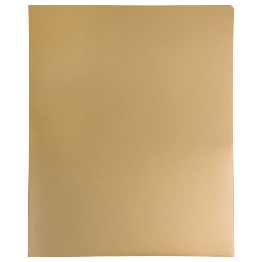 JAM Heavy Duty Plastic 2 Pocket School Folders, Gold, 6/Pack