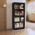 thumbnail image 6 of CBJCBJ 4 Tier Bookcase Display Cabinet with Glass Doors, Black, 68.34 in, 6 of 6