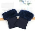 thumbnail image 3 of AINIYS Women Faux Fur Trim Boot Cuffs Furry Fuzzy Leg Warmers Winter Knitted Boot Socks Ankle Warmers for Girls Navy Free Size, 3 of 3