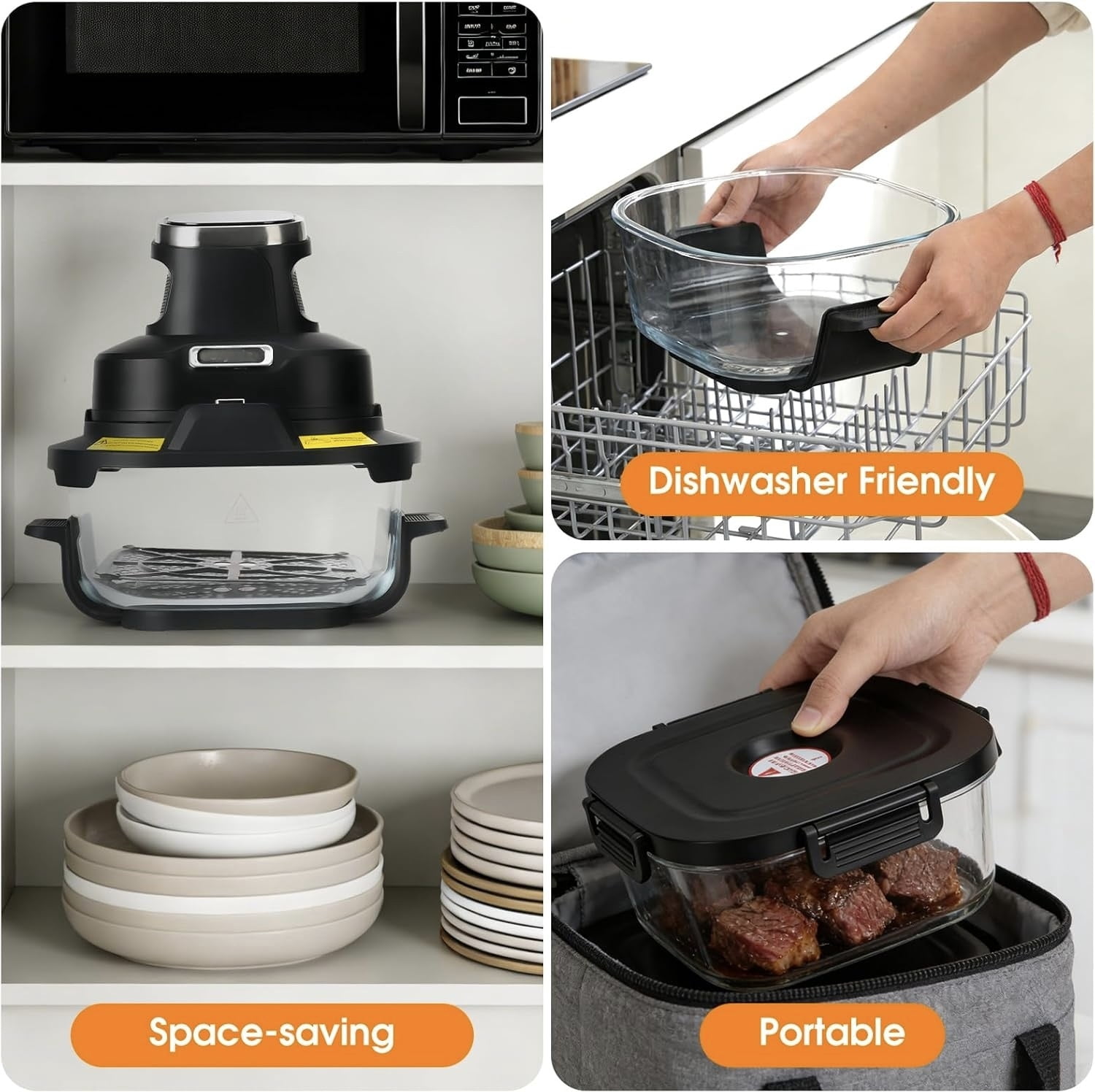 Tayuzo Glass Air Fryer Series 4-Quart 2-Basket Air Fryer, Black - Digital Display