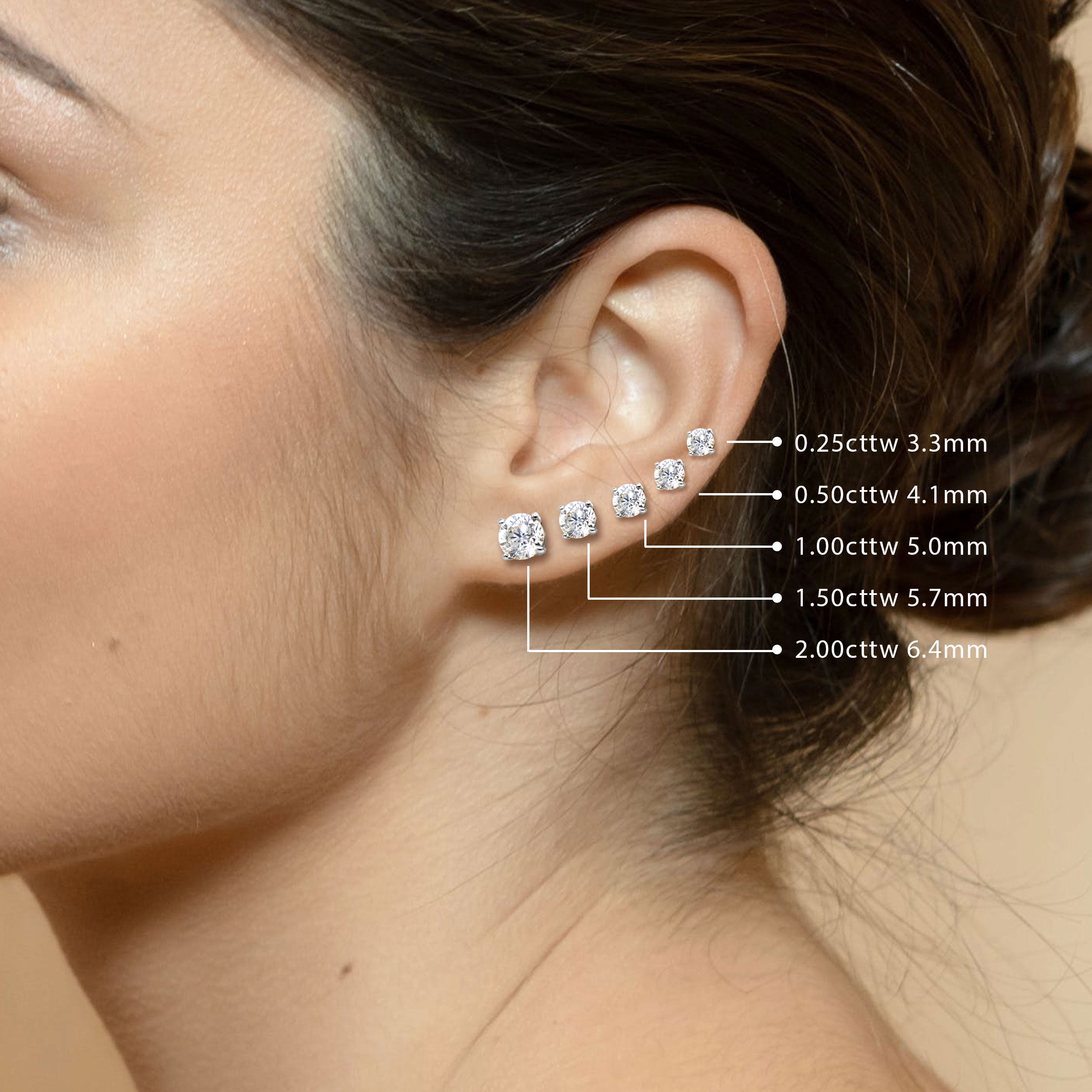IGI Certified Lab Grown Diamond Stud Earrings for Women Set in 14k Gold Screw Backs (14K White Gold, 0.50 CTW (0.25 Carat Each Earring))