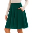 thumbnail image 4 of Women Casual Basic Knee‑Length A‑Line Skirt Flared Pleated Midi Half Skirt with Side Pockets Green XXL, 4 of 7
