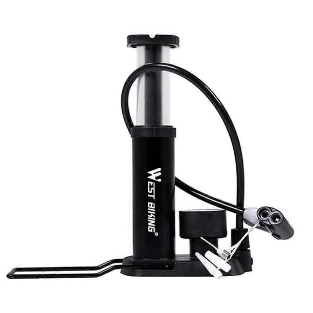 Bicycle Pump Hand Pump Aluminum Alloy 100/120 PSI Hose Gauge Bike Tire Inflator Schrader Presta Valve Fork Portable Mini Pressure Bike Accessory Black