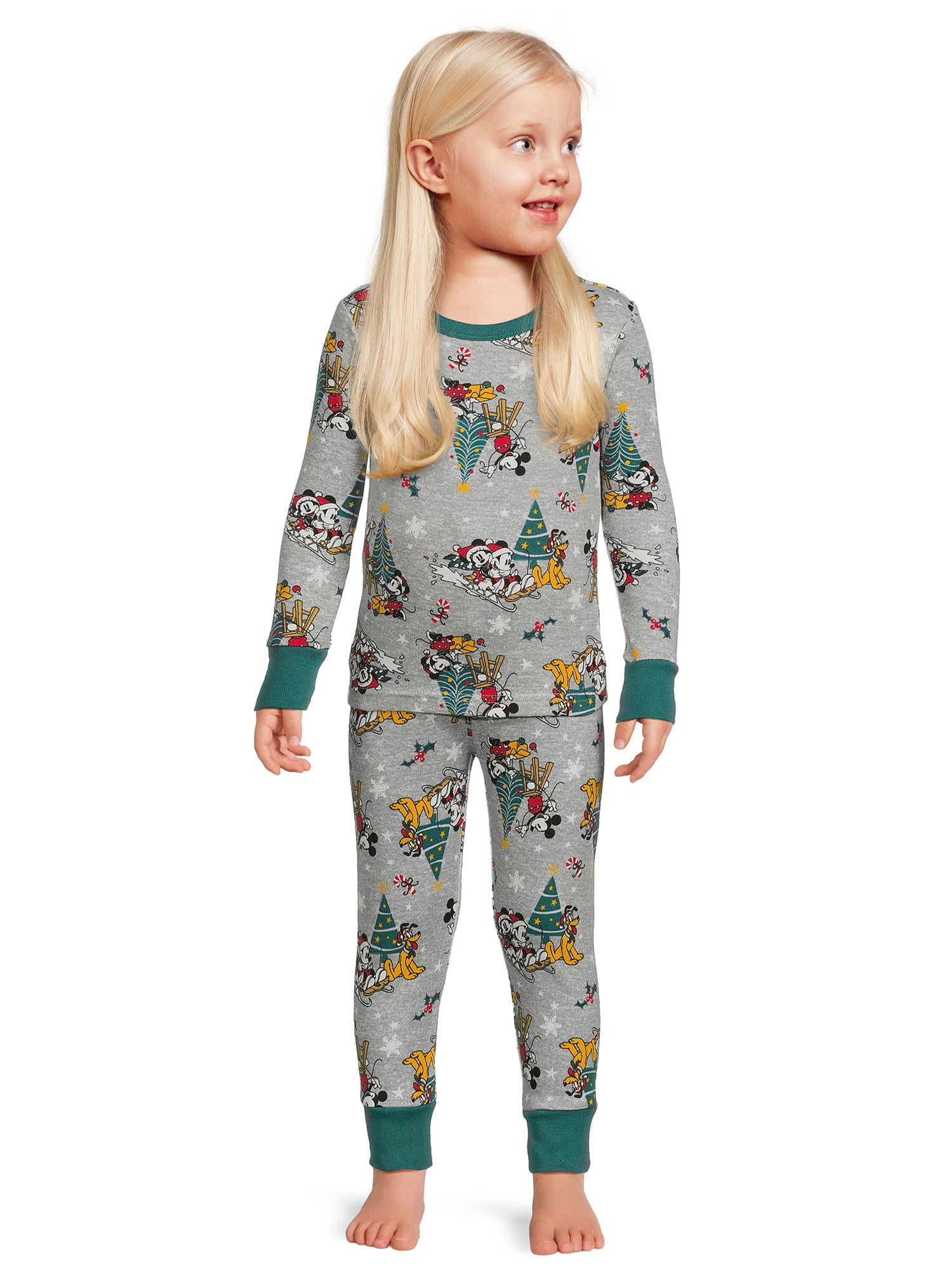 Disney Mickey Mouse Toddler Unisex Long Sleeve Top and Pants, 2-Piece Pajama Set, Sizes 12M-5T