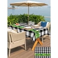 thumbnail image 4 of Outdoor Tablecloth with Umbrella Hole and Zipper, St. Patrick's Day Rectangle Table Cloth 54x80 Inch Waterproof Tablecloth, Lucky Shamrock Grasses Black White Plaid Picnic Table Cover for Patio, 4 of 7