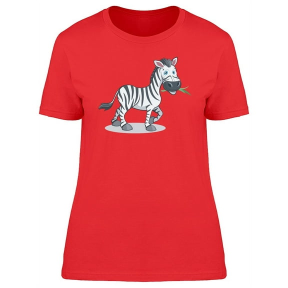 Cute Funny Zebra Cartoon T-Shirt Women -Image by Shutterstock, Female Small