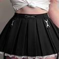 thumbnail image 3 of POINTERTECK Women Lace Patchwork Mini Pleated High Waist Goth Skirts, 3 of 6