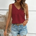 thumbnail image 3 of Fanxing Womens V Neck Tank Tops Summer Sleeveless T Shirts Solid Color Tunic Tanks Camisoles Red,S, 3 of 7