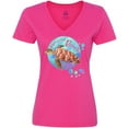 thumbnail image 3 of Inktastic Pompano Beach, Florida Swimming Sea Turtle with Bubbles Women's V-Neck T-Shirt, 3 of 5