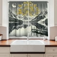 thumbnail image 2 of Ambesonne Lake Kitchen Curtains, Mandala and Mountain Panorama, 55"x30", Yellow and Grey, 2 of 3