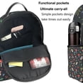thumbnail image 5 of Lsque Forest Flora and Insects Pattern Backpack – School Travel Canvas Daypack with Ergonomic Padded Straps, Multiple Compartments & Leather Handle, 5 of 5