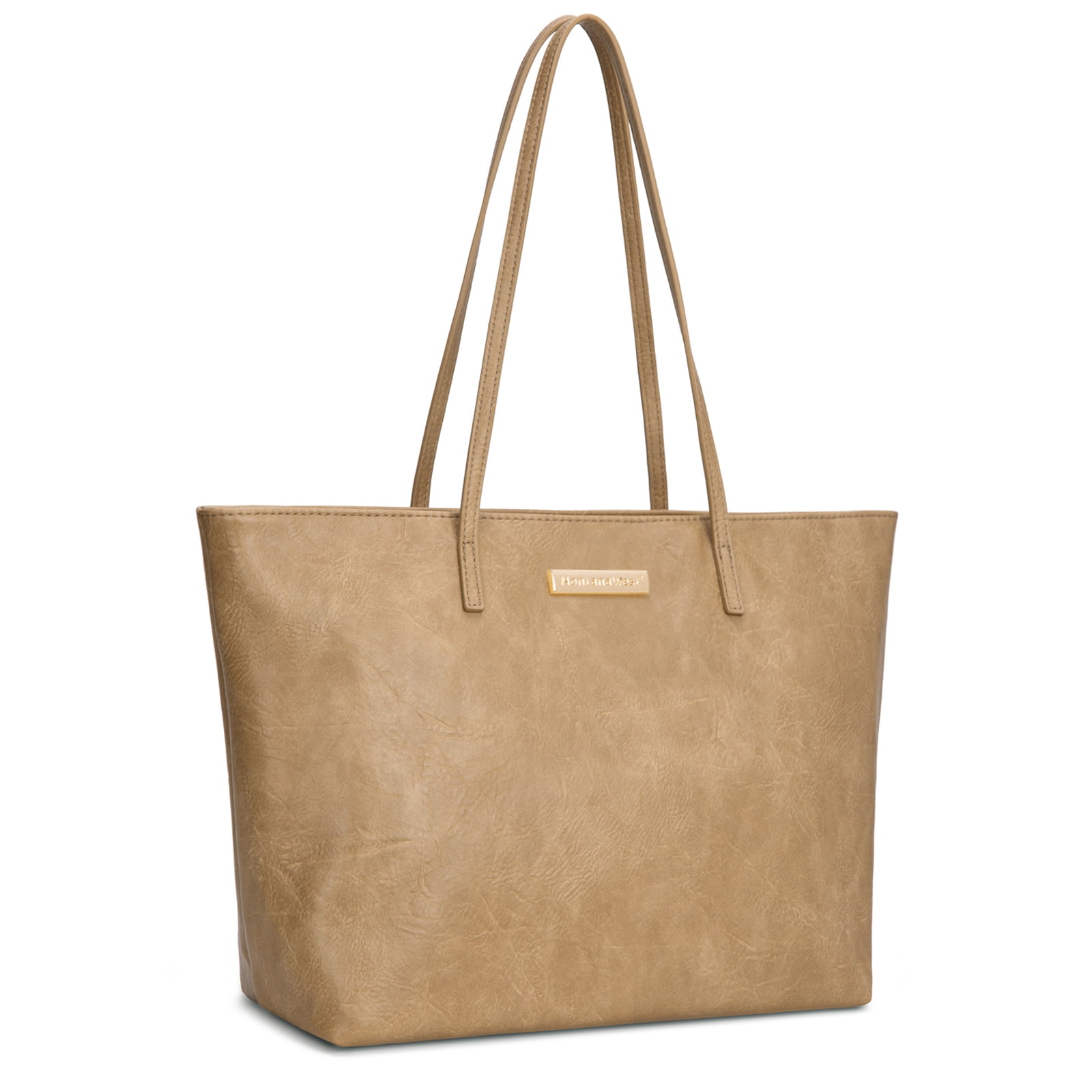 Montana West Tote Bags for Women Purses and Ladies Handbags Medium Size Shoulder Bags with Zipper, Khaki